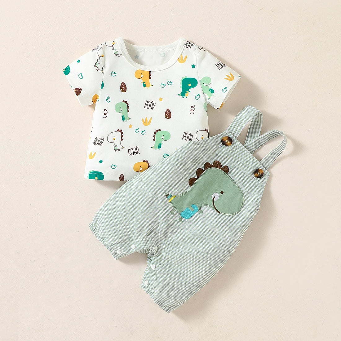 ZooBuddies™ 2PCS Baby Boys Summer Suspenders Suit (Newborn–9 Months)