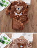 Naptime Cub baby fleece sleepwear set featuring a cartoon bear design for boys and girls aged 1-2 years.