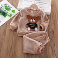 Naptime Cub baby fleece sleepwear set featuring a cute bear design for toddler boys and girls aged 1-2 years.