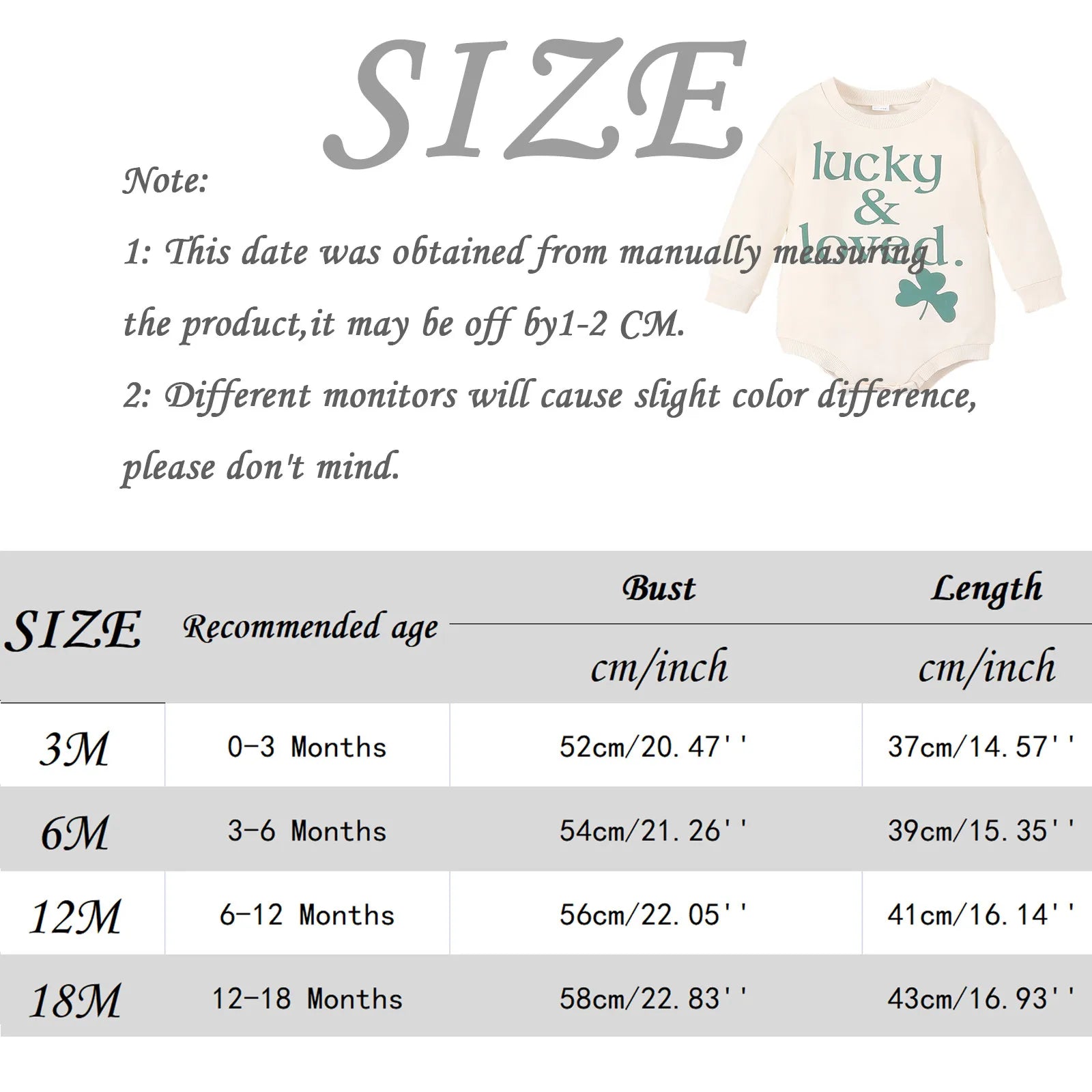 LuckyLeaf™ Infant Baby Jumpsuit – Cute Four Leaf Clover & Letter Print Romper (0-18 Months)