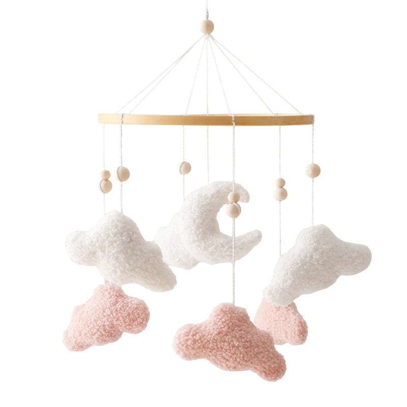 Dream Wooden Crib Mobile – Soft Felt Bear Hanging Music Toy for Newborns