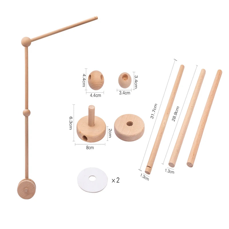 Dream Wooden Crib Mobile – Soft Felt Bear Hanging Music Toy for Newborns