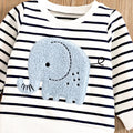 ElephantStripe™ Baby & Toddler Casual Set – Full Sleeve Pullover & Cute Print Jeans (0–24 Months)