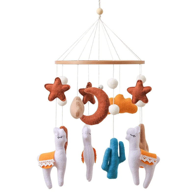Dream Wooden Crib Mobile – Soft Felt Bear Hanging Music Toy for Newborns