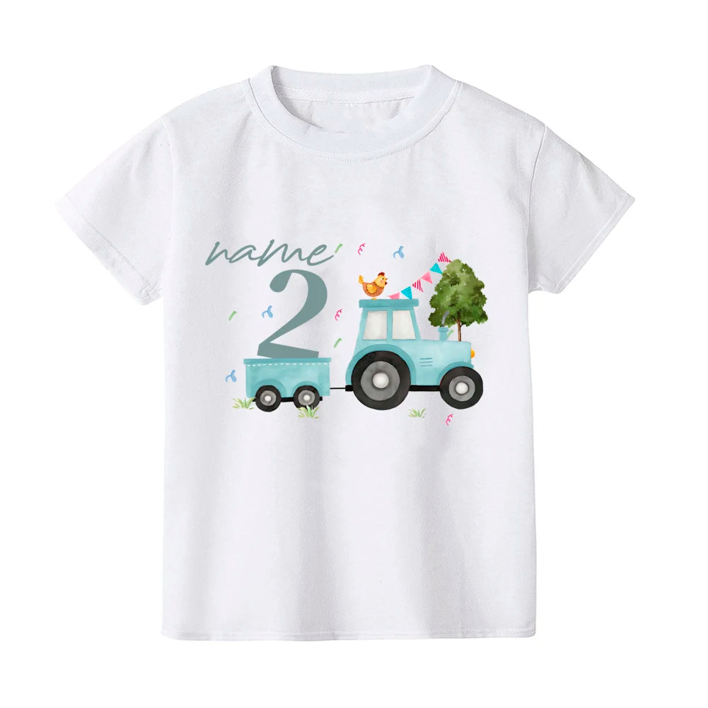 Personalized Tractor Farm Animals Birthday T-Shirt