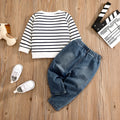 ElephantStripe™ Baby & Toddler Casual Set – Full Sleeve Pullover & Cute Print Jeans (0–24 Months)