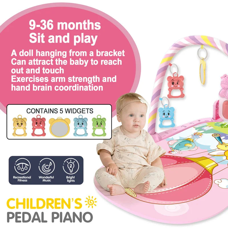 BabyJoy™ Fitness & Music Play Gym – Activity Piano Crawling Blanket for Newborns (0-36 Months)