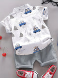 BearDrive™ Infant & Toddler Summer Set – Short Sleeve Shirt & Shorts with Bear Print (Newborn- 3 years) 