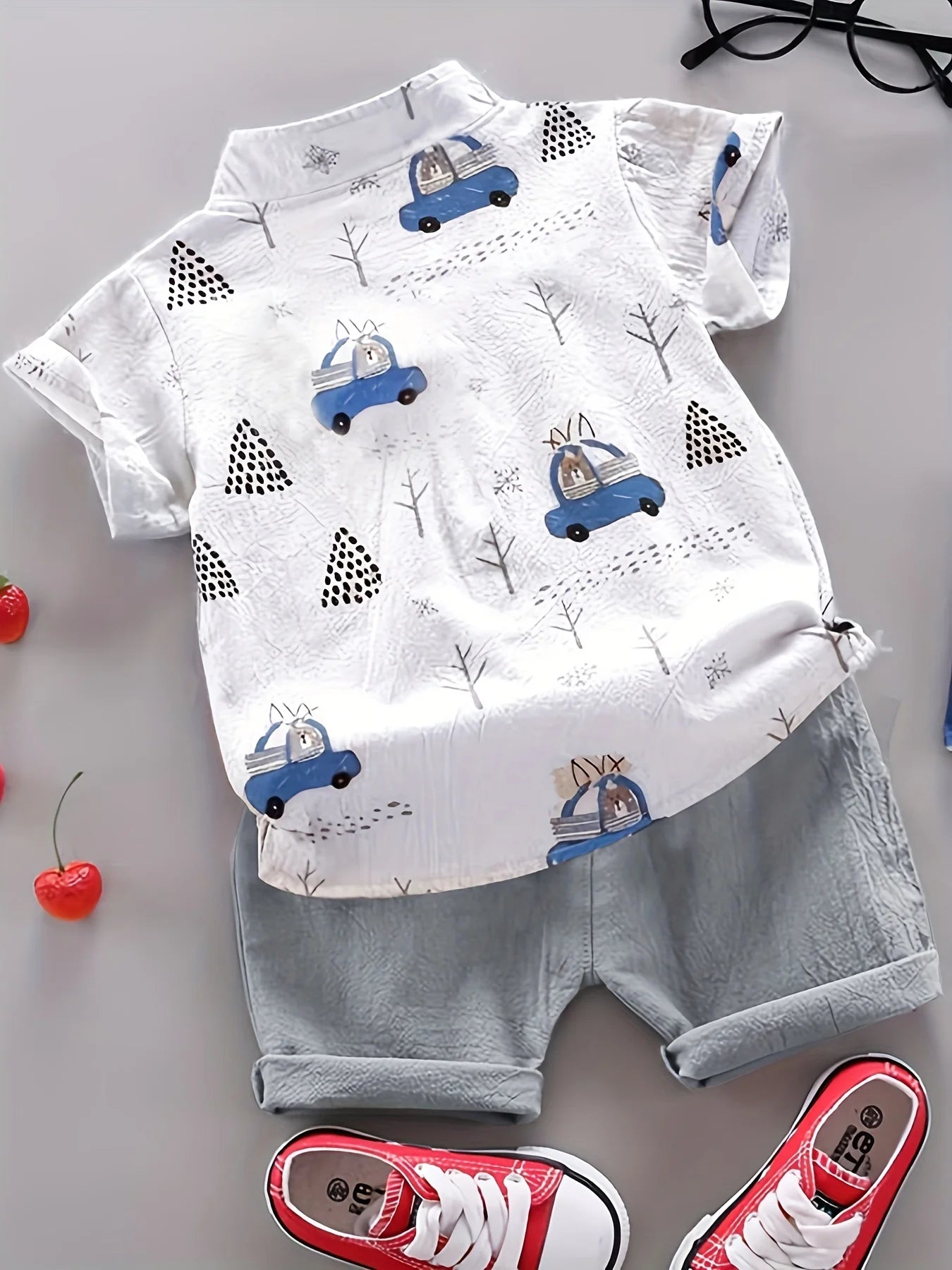 BearDrive™ Infant & Toddler Summer Set – Short Sleeve Shirt & Shorts with Bear Print (Newborn- 3 years) 