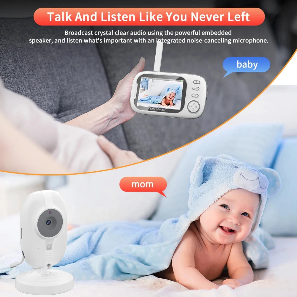 HushHalo™ 3.5" Smart Baby Monitor Wireless Video Night Vision Temperature Monitoring