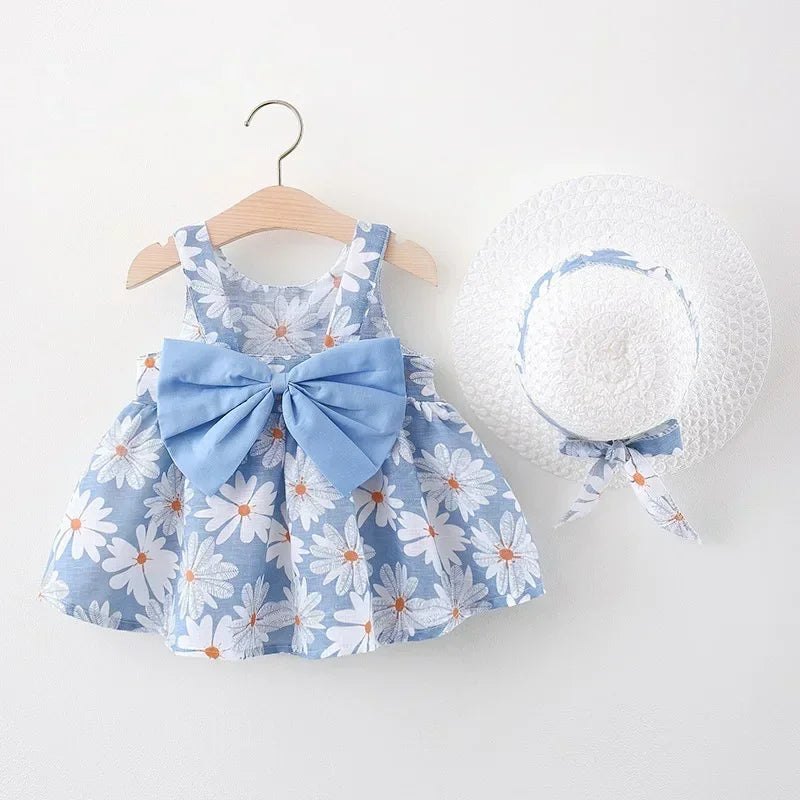 Floral Elegance – Baby Girls' Princess Dress with Bow (9 Months - 3 Years)