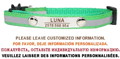 🐾 SafePaws™ Custom Reflective Pet Collar – Personalized ID Collar with Bell & Safety Buckle