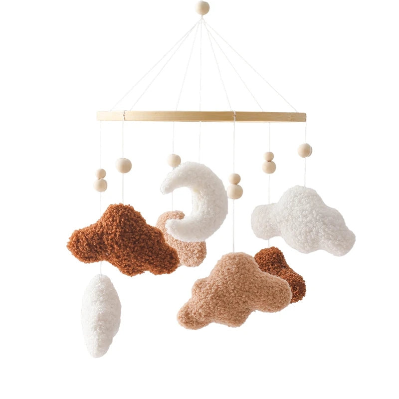 Dream Wooden Crib Mobile – Soft Felt Bear Hanging Music Toy for Newborns