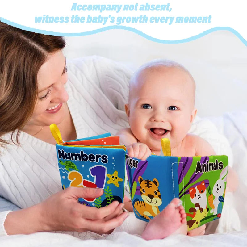 MiniMinds™ Baby Infant Soft Book – Montessori-Inspired Educational Rattle Cloth Book