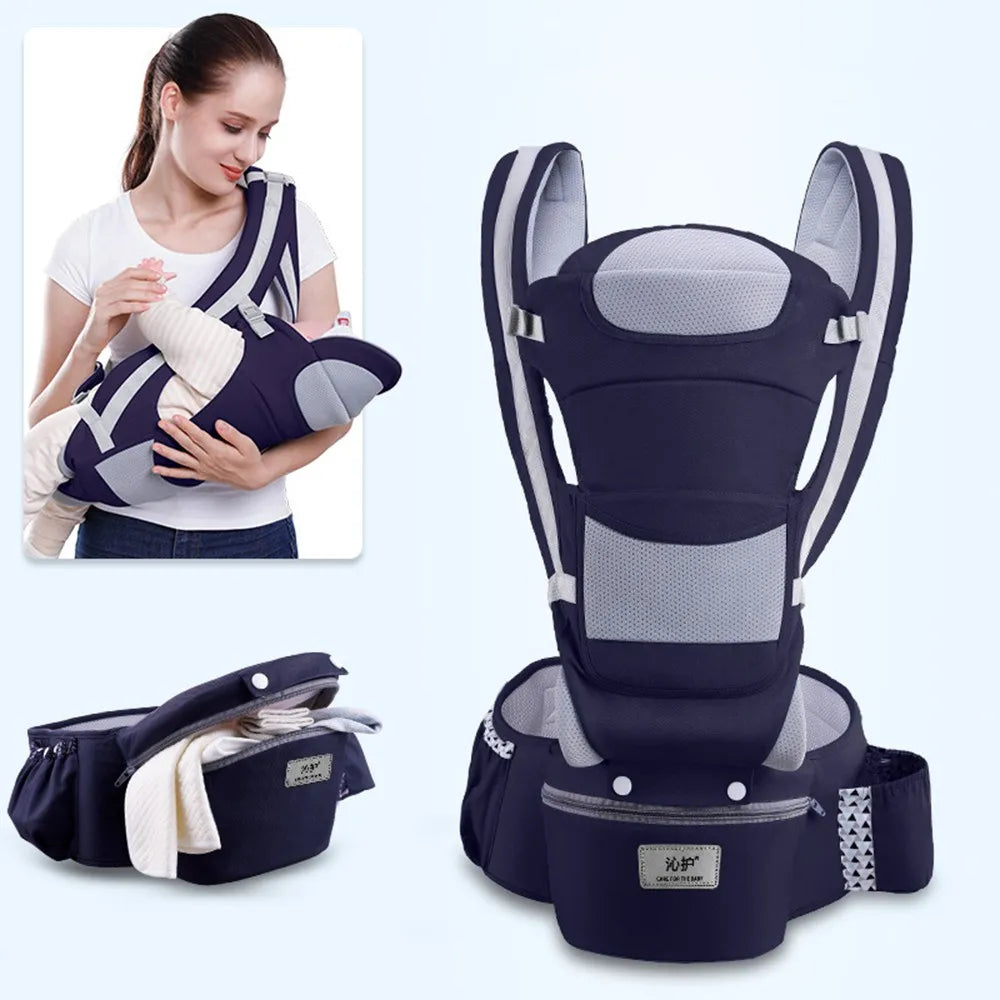 KangarooNest™ Ergonomic Baby Carrier Backpack – 9-in-1 Hip Seat Wrap for Newborn to 4 Years (0–48 Months)