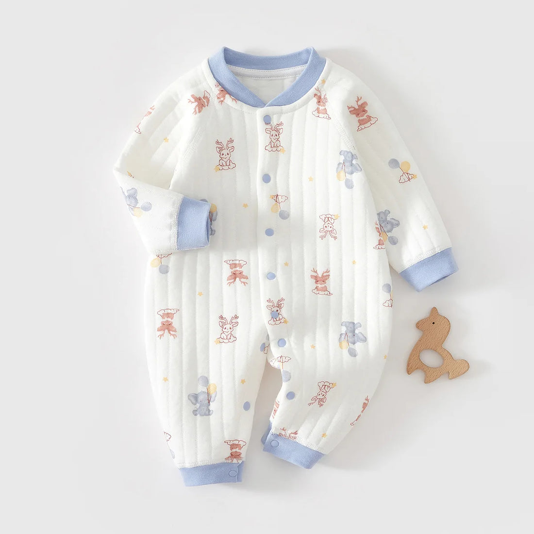 SnuggleBear™ 100% Cotton Baby Jumpsuit – Thick Winter Romper (0–12 Months)