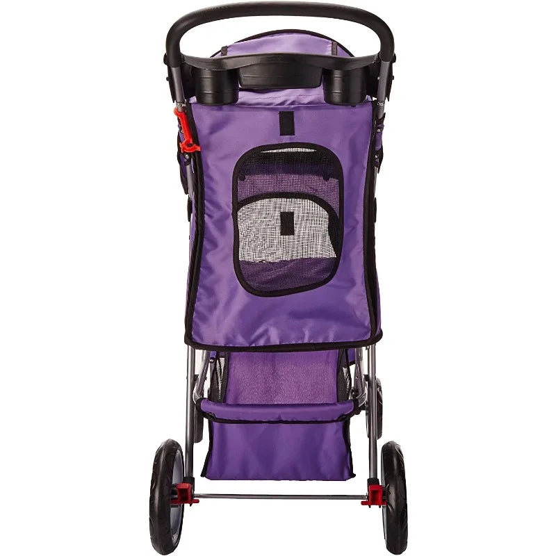 PawRide™ 4-Wheeled Foldable Pet Stroller with Cup Holders – Lightweight for Cats & Small Dogs