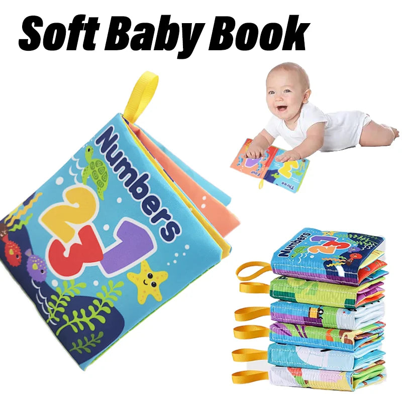 MiniMinds™ Baby Infant Soft Book – Montessori-Inspired Educational Rattle Cloth Book